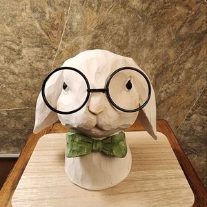Classy Bunny Wearing Glasses Statue Decor SO CUTE